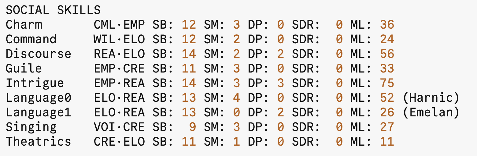 The extended output of a save as text.